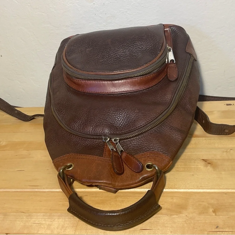 Vintage M. London New York Leathercraft Brown Leather Backpack Purse